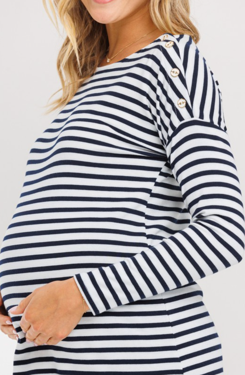 Navy Stripe Maternity Top