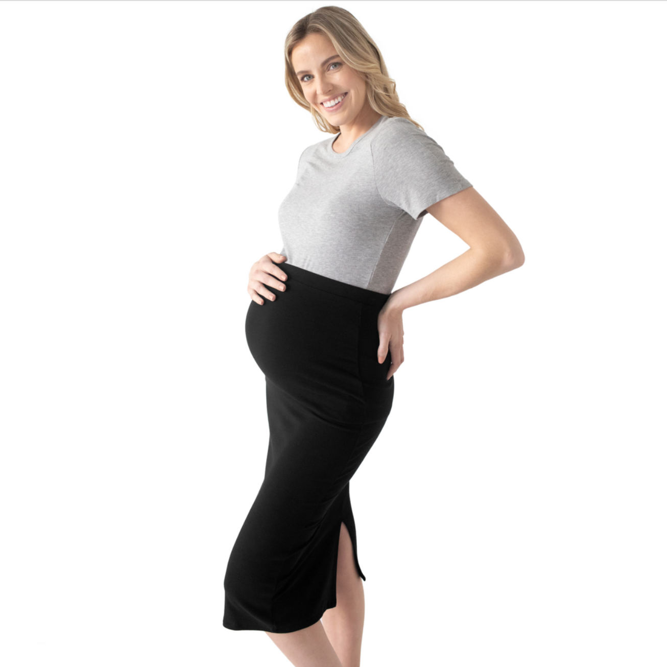 Black Bamboo Maternity Midi Skirt