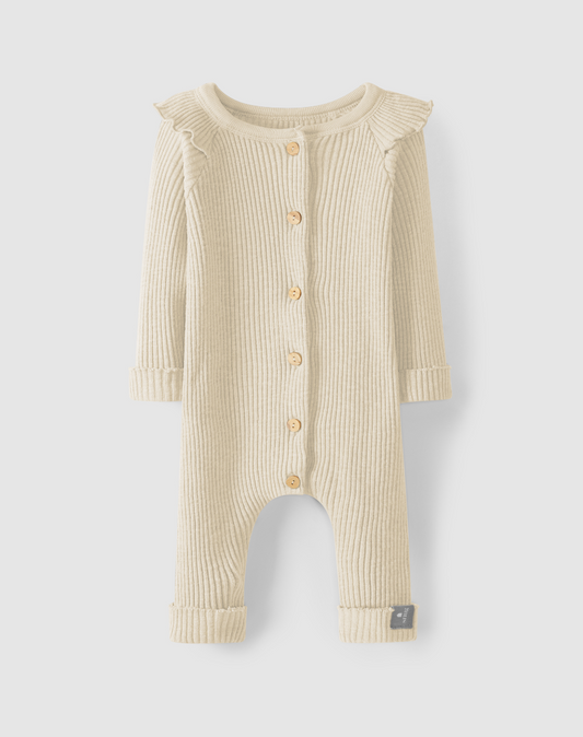 Sand Ruffled Ribbed Coverall