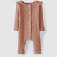 Dusty Rose Ruffled Ribbed Coverall