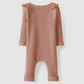 Dusty Rose Ruffled Ribbed Coverall