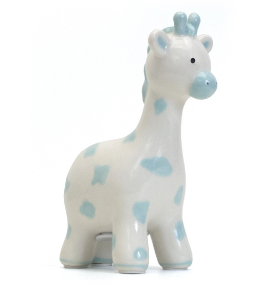 Blue Spotted Giraffe Piggy Bank