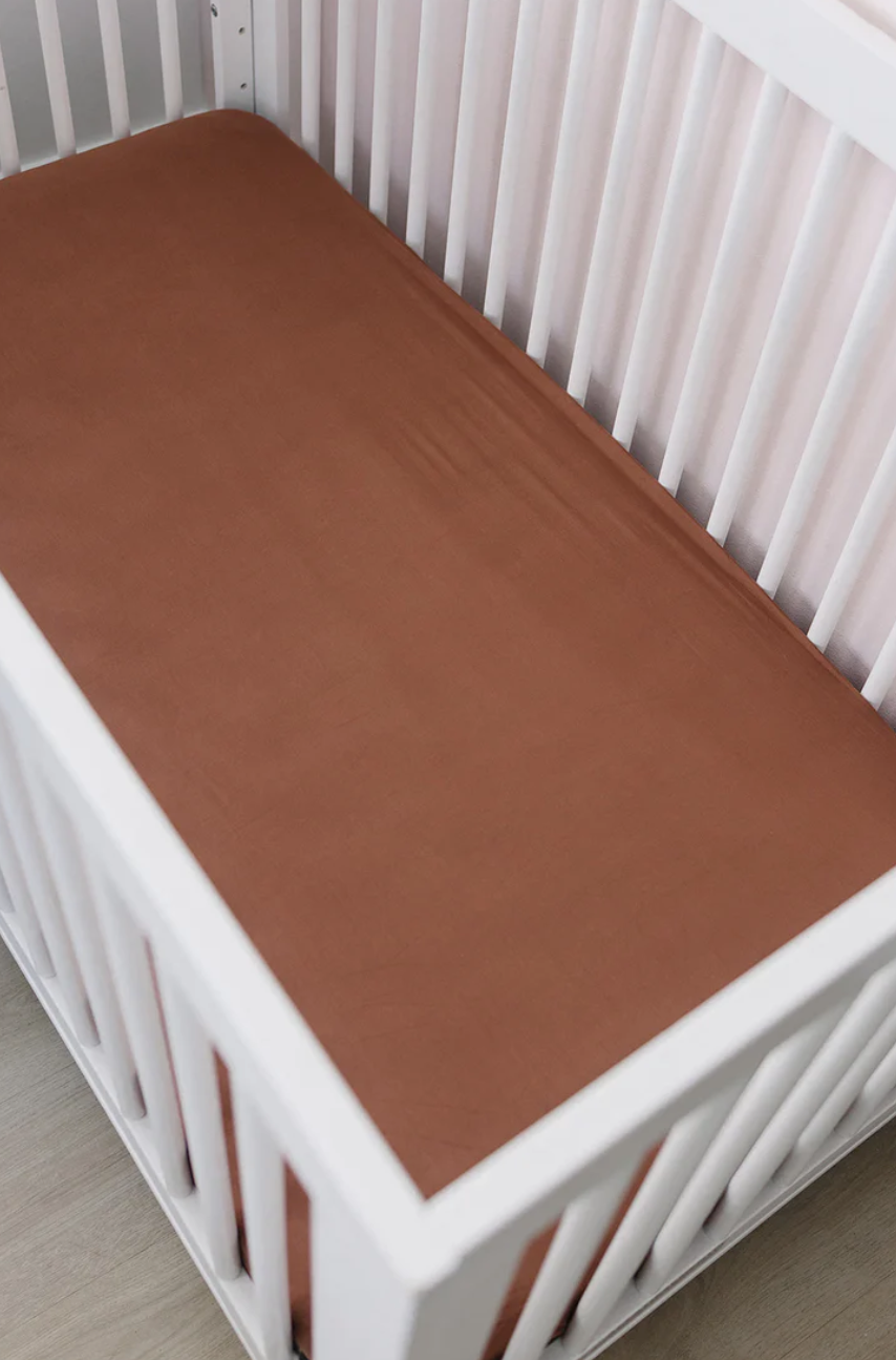 Rust Color Crib Rust Stretchy Crib Sheet – Mickey Roo Maternity & Nursery