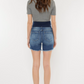 Medium Wash Distressed Maternity Denim Shorts
