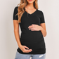Black V-Neck Ruched Maternity Top