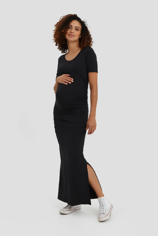 Black Hugo Maxi Maternity Tee Shirt Dress