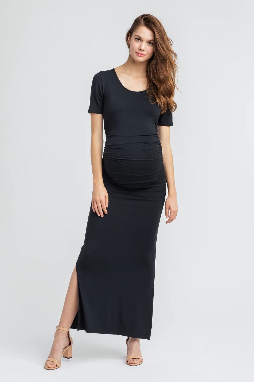 maternity tee shirt dress Liz Lange Maternity XS 3/4 Sleeve T-Shirt Dress Striped Green & Blue NEW