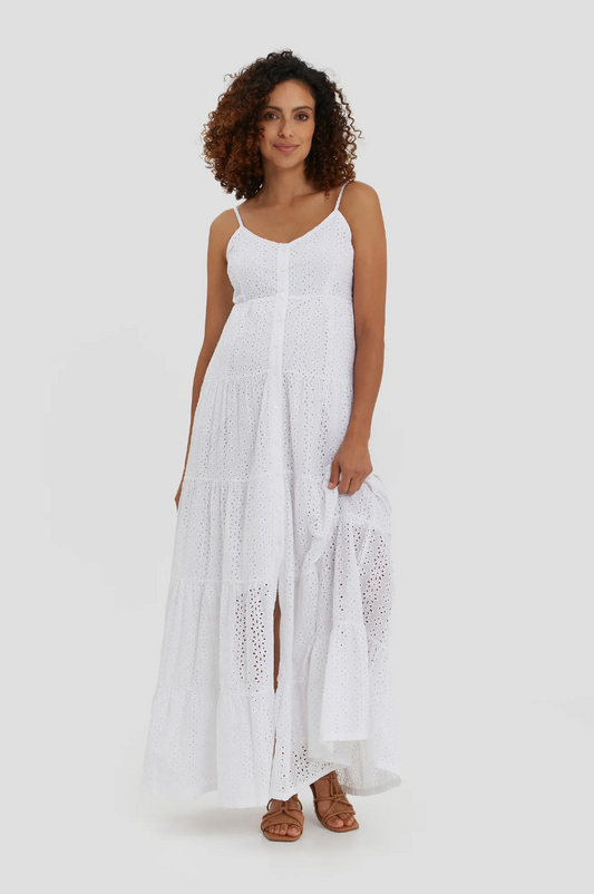 Lisboa White Eyelet Maxi Dress