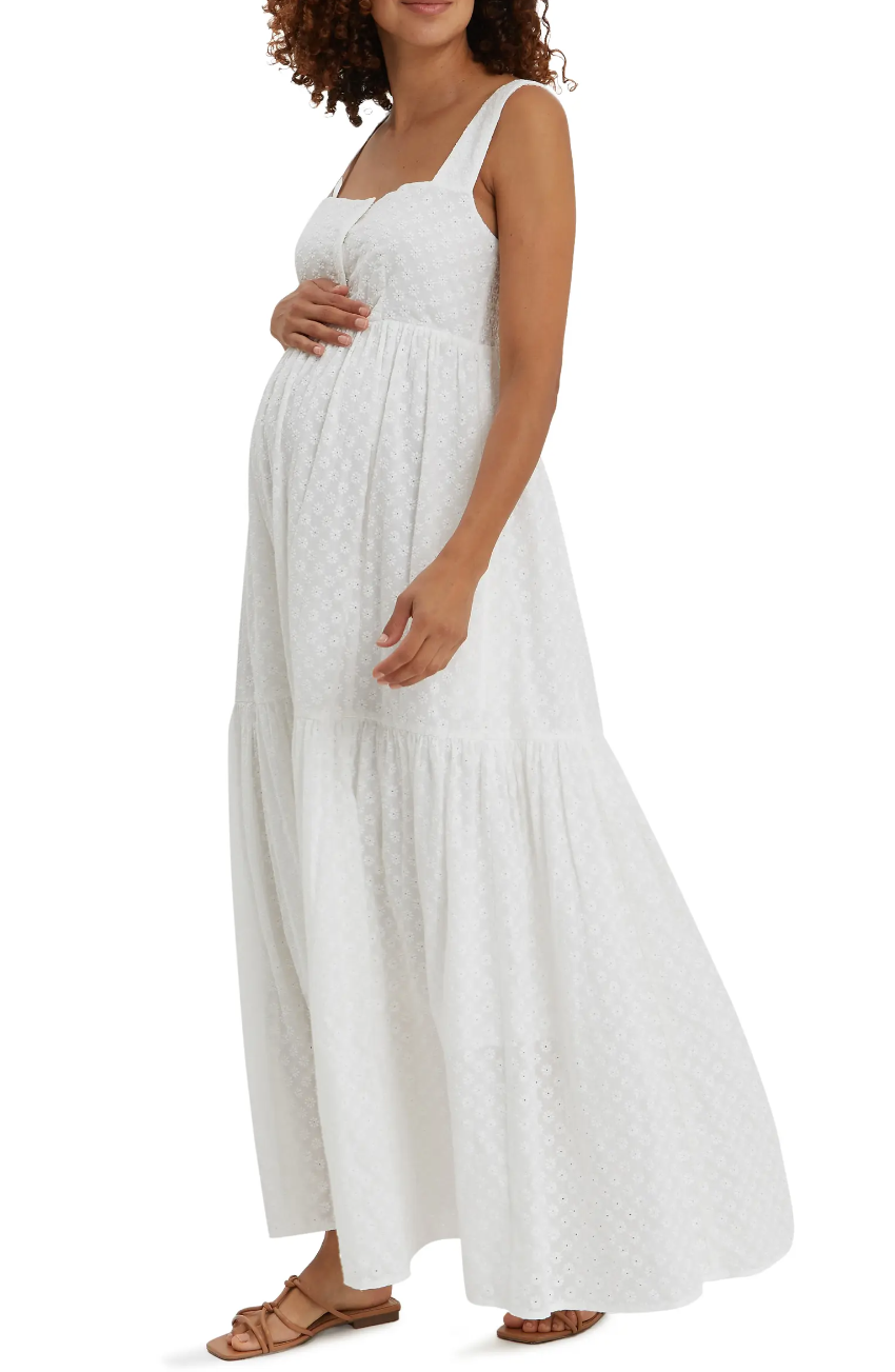 Colette White Eyelet Maxi Dress – Mickey Roo Maternity & Nursery Colette White Eyelet Maxi Dress – Mickey Roo Maternity & Nursery