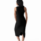 Gwen Black Ribbed Bamboo Maternity Midi Dress