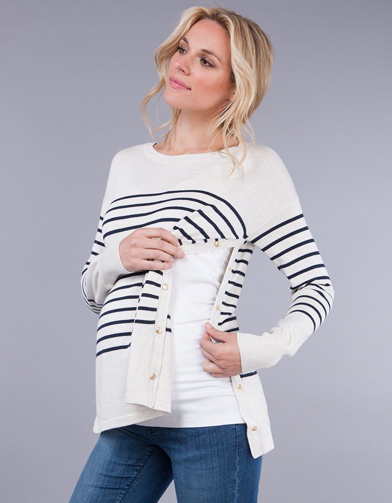 Molly Navy Stripe Maternity & Nursing Sweater